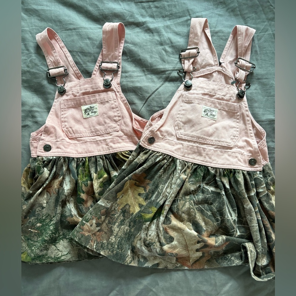 Bass Pro Shops Pink and Green Camouflage Overall Dresses Matching Set
